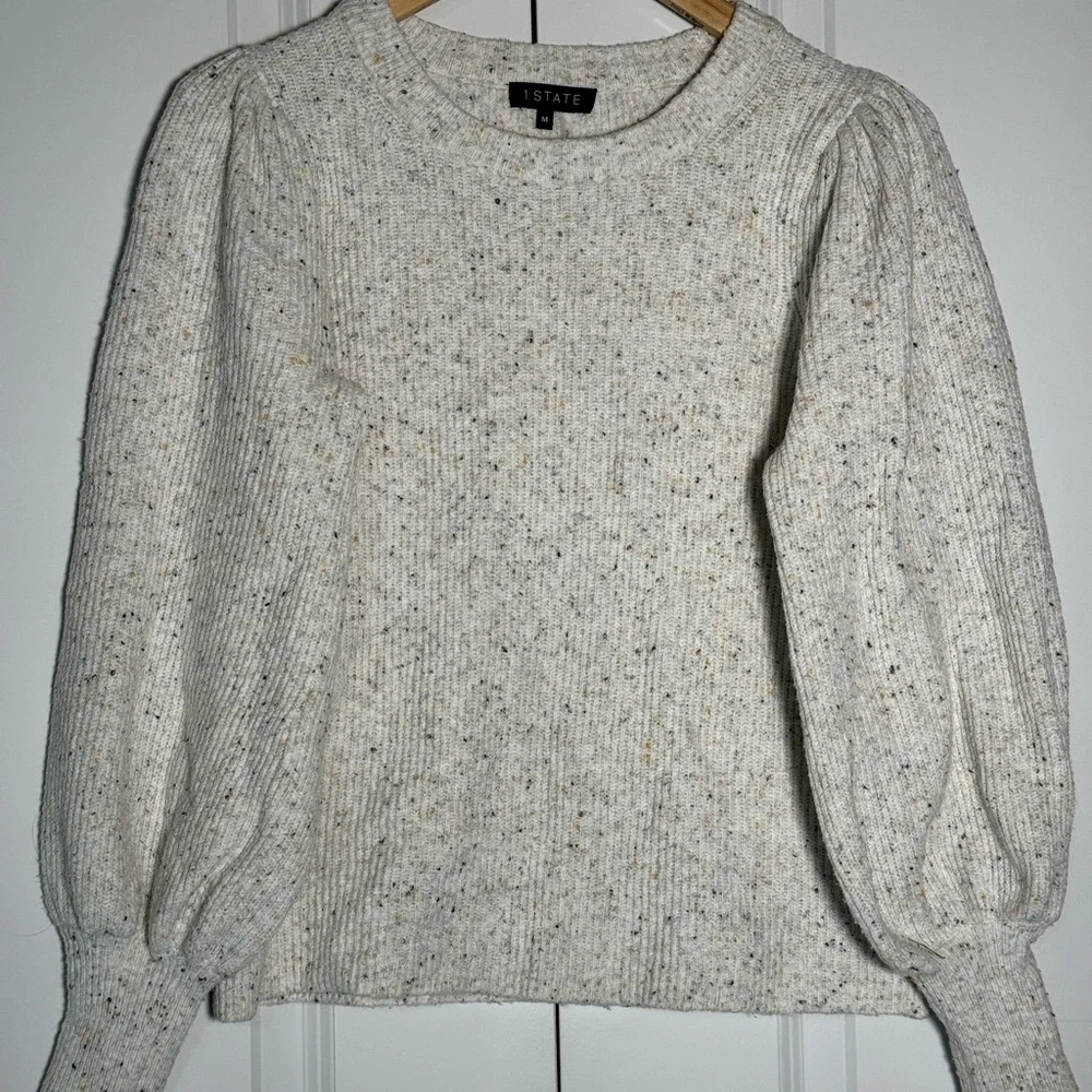 1.STATE Cream Speckled Knit Sweater - Picture 4 of 5